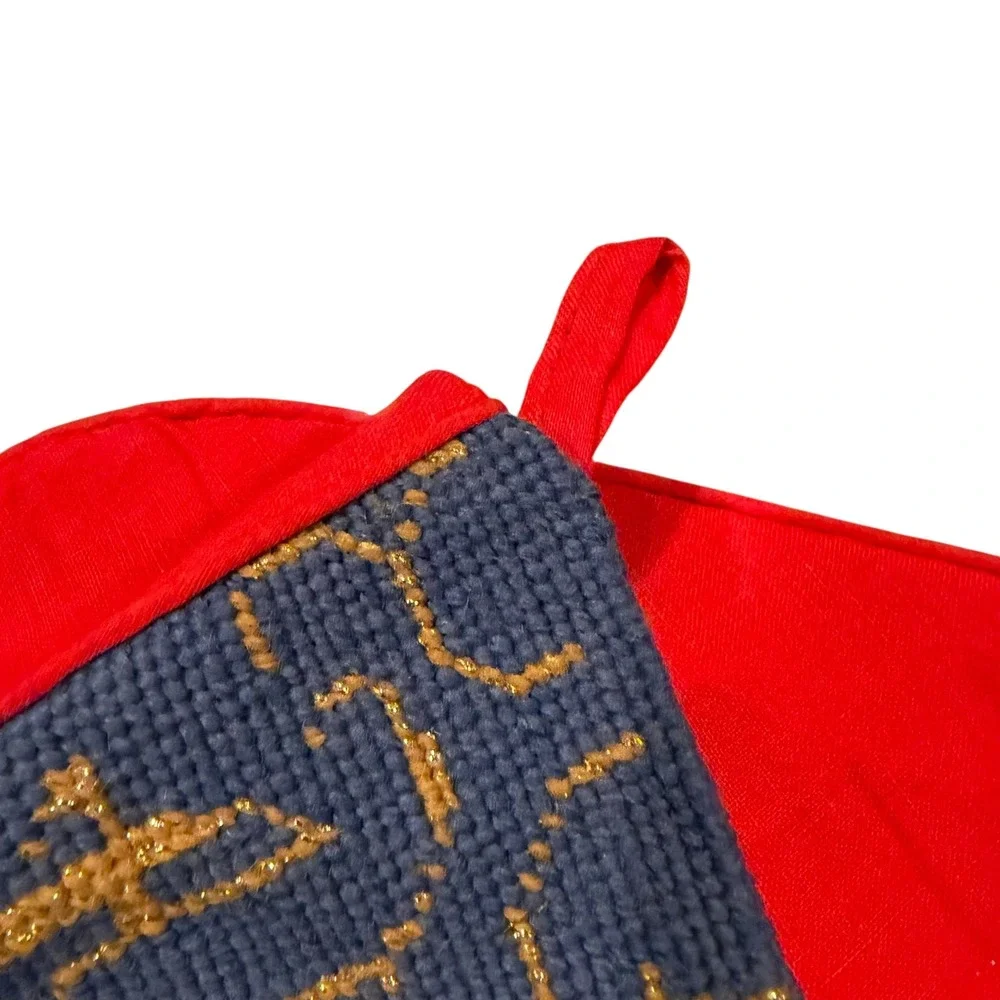 Unbranded Needlepoint Christmas Stocking Santa Claus Red Blue Gold Saint Nick‎